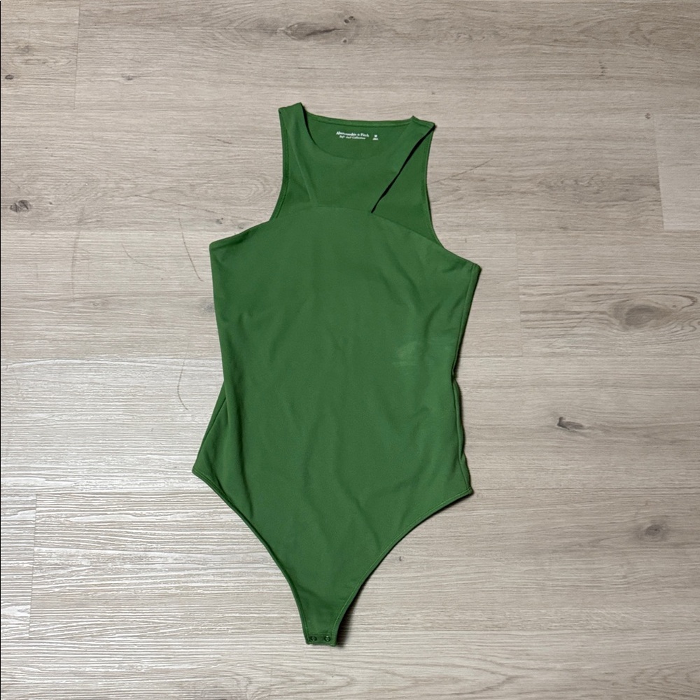 Abercrombie & Fitch Green Sleeveless Soft A&F Collection Bodysuit with Cutouts